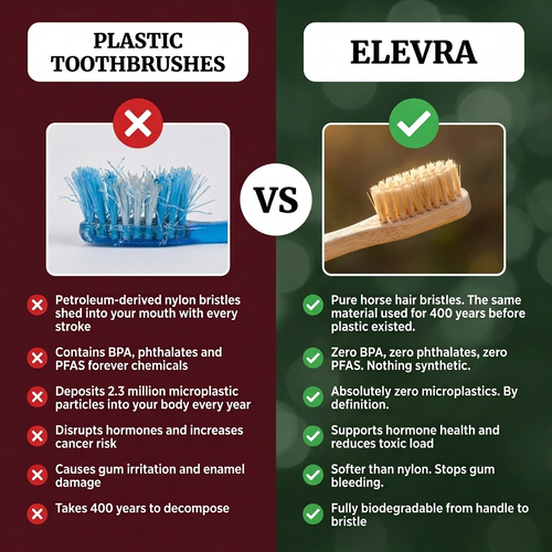 ELEVRA Horse Bristle Bamboo Toothbrush (4 Pack)